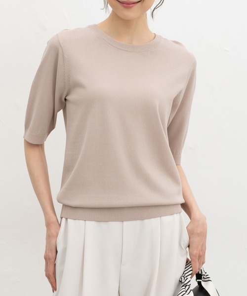 GLACIER(グラシア)の「【ハニさら・接触冷感・ウォッシャブル・UVカット・遮熱】クルーネックニット(ニット/セーター・レディース・ブラック/ベージュ/ネイビー/レッド/アイボリー・M/LL)」の3枚目の写真