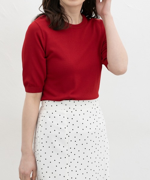 GLACIER(グラシア)の「【ハニさら・接触冷感・ウォッシャブル・UVカット・遮熱】クルーネックニット(ニット/セーター・レディース・ブラック/ベージュ/ネイビー/レッド/アイボリー・M/LL)」の5枚目の写真