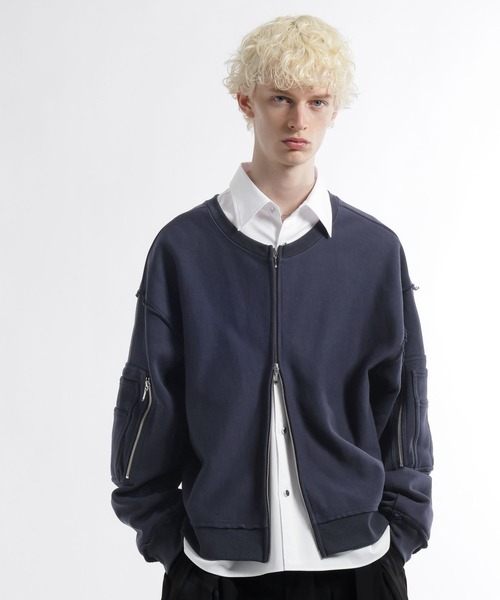 HARE（ハレ）の「2WAYピグメントZIPスウェット(HARE)（スウェット・メンズ・パープル/ライトグレー/チャコールグレー・FREE）」の3枚目の写真