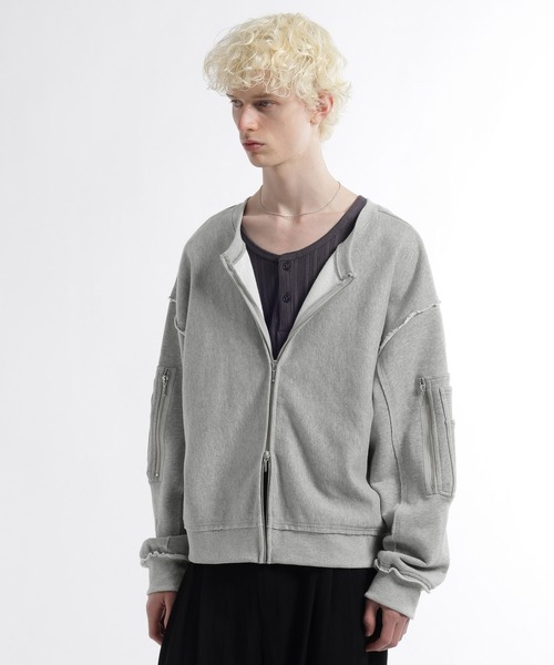 HARE（ハレ）の「2WAYピグメントZIPスウェット(HARE)（スウェット・メンズ・パープル/ライトグレー/チャコールグレー・FREE）」の2枚目の写真