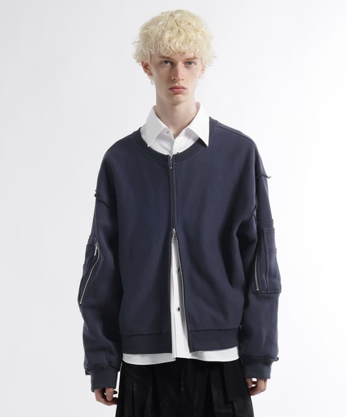 HARE（ハレ）の「2WAYピグメントZIPスウェット(HARE)（スウェット・メンズ・パープル/ライトグレー/チャコールグレー・FREE）」の7枚目の写真