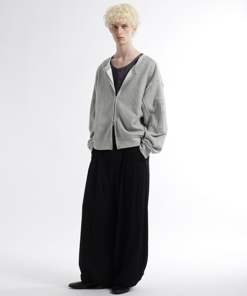 HARE（ハレ）の「2WAYピグメントZIPスウェット(HARE)（スウェット・メンズ・パープル/ライトグレー/チャコールグレー・FREE）」の4枚目の写真