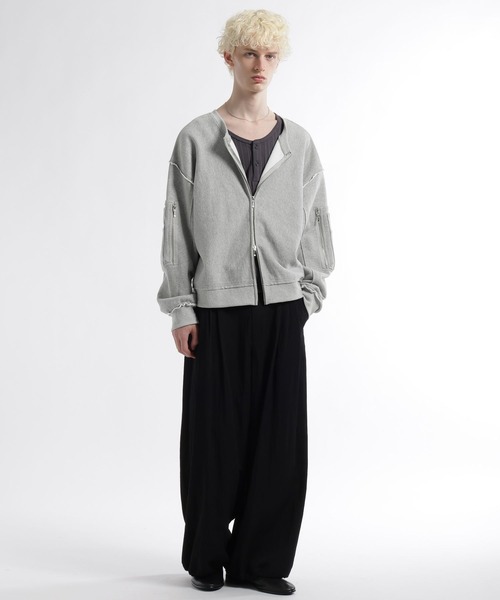 HARE（ハレ）の「2WAYピグメントZIPスウェット(HARE)（スウェット・メンズ・パープル/ライトグレー/チャコールグレー・FREE）」の5枚目の写真