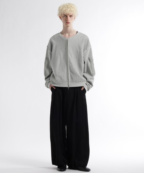 HARE（ハレ）の「2WAYピグメントZIPスウェット(HARE)（スウェット・メンズ・パープル/ライトグレー/チャコールグレー・FREE）」の6枚目の写真