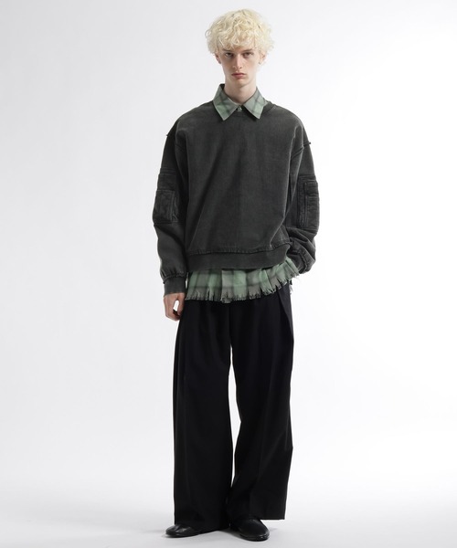 HARE（ハレ）の「2WAYピグメントZIPスウェット(HARE)（スウェット・メンズ・パープル/ライトグレー/チャコールグレー・FREE）」の21枚目の写真