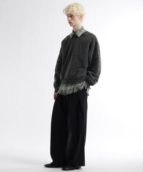 HARE（ハレ）の「2WAYピグメントZIPスウェット(HARE)（スウェット・メンズ・パープル/ライトグレー/チャコールグレー・FREE）」の22枚目の写真