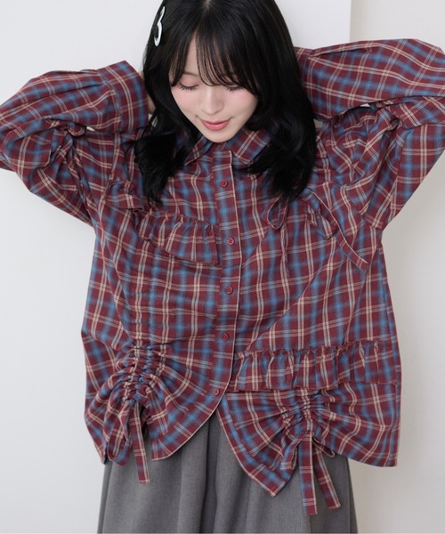 kutir(クティール)の「アソートフリルドロストリボンシャツ(シャツ/ブラウス・レディース・ベージュ/ネイビー/ボルドー/チャコールグレー/ライトブルー/ホワイト・FREE)」の19枚目の写真