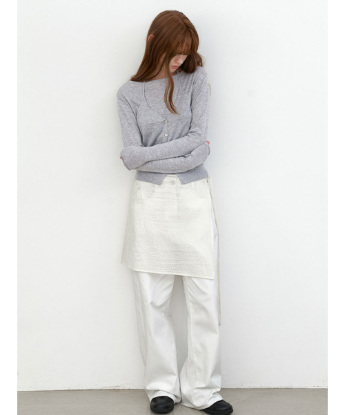 ATELIER NAIN（アトリエナイン）の「STRIPE LAYERED MINI SKIRT (SK-5088)（スカート・レディース・アイボリー・FREE）」の2枚目の写真