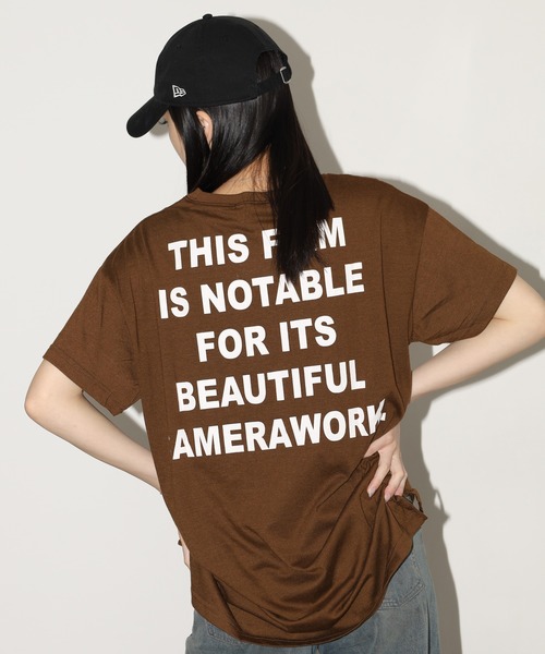 FUNALIVE(ファンアライブ)の「バックロゴオーバーサイズTチュニック 半袖(Tシャツ/カットソー・レディース・ブラック/ネイビー/モカ・L)」の1枚目の写真
