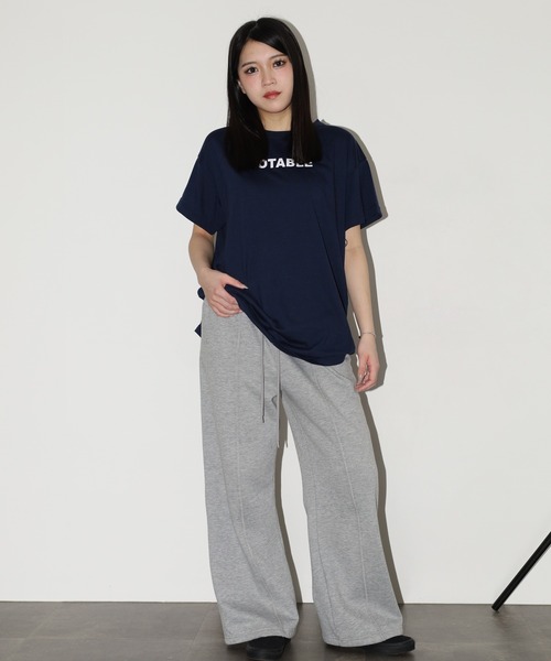 FUNALIVE(ファンアライブ)の「バックロゴオーバーサイズTチュニック 半袖(Tシャツ/カットソー・レディース・ブラック/ネイビー/モカ・L)」の9枚目の写真