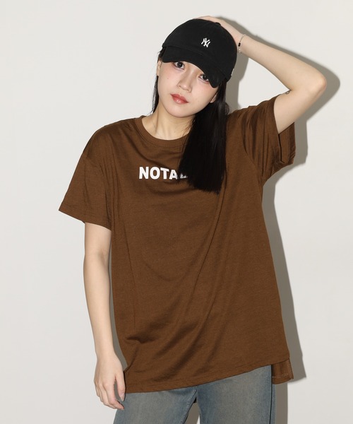 FUNALIVE(ファンアライブ)の「バックロゴオーバーサイズTチュニック 半袖(Tシャツ/カットソー・レディース・ブラック/ネイビー/モカ・L)」の15枚目の写真