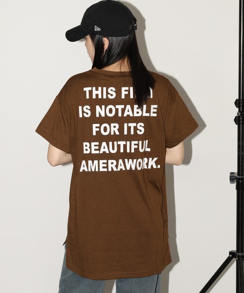 FUNALIVE(ファンアライブ)の「バックロゴオーバーサイズTチュニック 半袖(Tシャツ/カットソー・レディース・ブラック/ネイビー/モカ・L)」の19枚目の写真