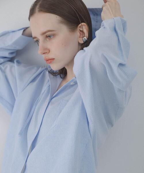 URBAN RESEARCH Sonny Label(アーバンリサーチサニーレーベル)の「フーディアソートシャツ(シャツ/ブラウス・レディース・アイボリー/ストライプ/チャコールグレー・FREE)」の3枚目の写真