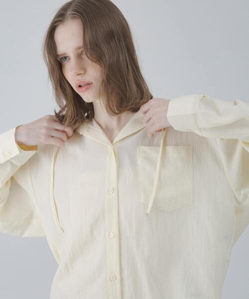 URBAN RESEARCH Sonny Label(アーバンリサーチサニーレーベル)の「フーディアソートシャツ(シャツ/ブラウス・レディース・アイボリー/ストライプ/チャコールグレー・FREE)」の4枚目の写真