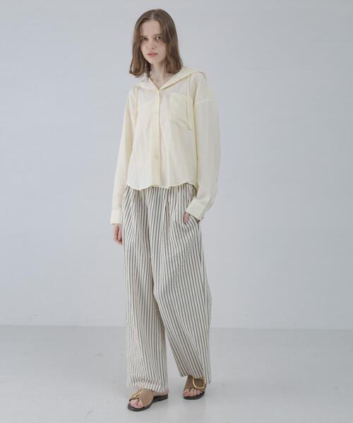 URBAN RESEARCH Sonny Label(アーバンリサーチサニーレーベル)の「フーディアソートシャツ(シャツ/ブラウス・レディース・アイボリー/ストライプ/チャコールグレー・FREE)」の8枚目の写真