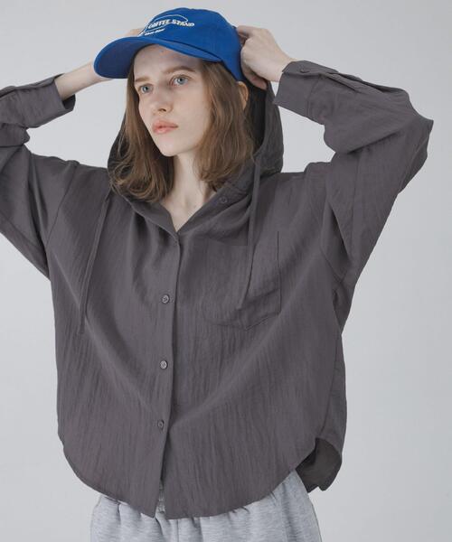 URBAN RESEARCH Sonny Label(アーバンリサーチサニーレーベル)の「フーディアソートシャツ(シャツ/ブラウス・レディース・アイボリー/ストライプ/チャコールグレー・FREE)」の16枚目の写真