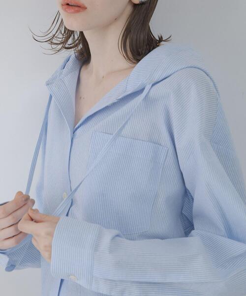 URBAN RESEARCH Sonny Label(アーバンリサーチサニーレーベル)の「フーディアソートシャツ(シャツ/ブラウス・レディース・アイボリー/ストライプ/チャコールグレー・FREE)」の22枚目の写真