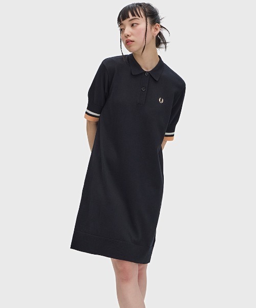 FRED PERRY(フレッドペリー)の「Bold Tipped Knitted Shirt Dress/ボールドティップラインニットシャツワンピース(ワンピース・レディース・ブラック・10/8)」の7枚目の写真