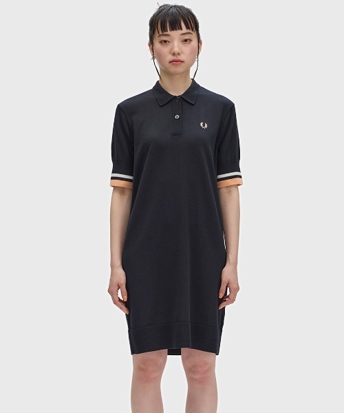 FRED PERRY(フレッドペリー)の「Bold Tipped Knitted Shirt Dress/ボールドティップラインニットシャツワンピース(ワンピース・レディース・ブラック・10/8)」の5枚目の写真