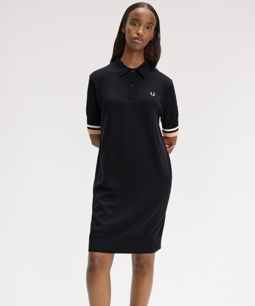 FRED PERRY(フレッドペリー)の「Bold Tipped Knitted Shirt Dress/ボールドティップラインニットシャツワンピース(ワンピース・レディース・ブラック・10/8)」の8枚目の写真