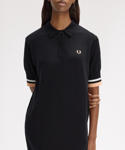 Bold Tipped Knitted Shirt Dress／ボールドティップラインニット