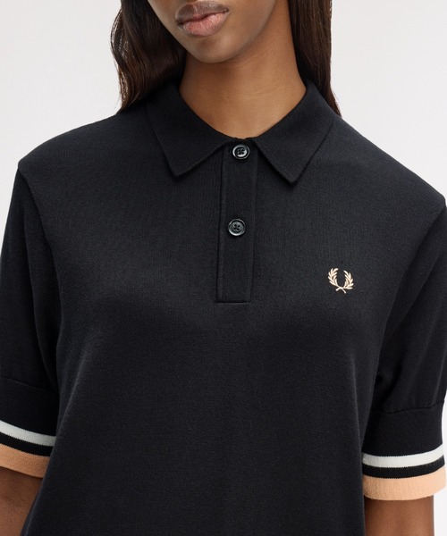 FRED PERRY(フレッドペリー)の「Bold Tipped Knitted Shirt Dress/ボールドティップラインニットシャツワンピース(ワンピース・レディース・ブラック・10/8)」の10枚目の写真