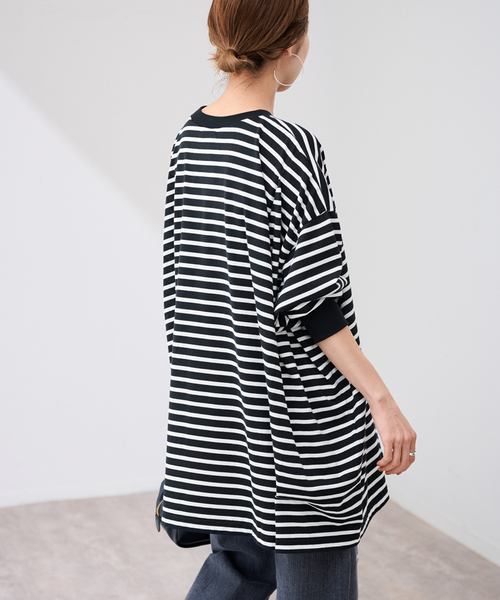 FRAMeWORK(フレームワーク)の「≪WEB限定 / 追加≫ONIT 別注OVERSIZE BORDER LS(Tシャツ/カットソー・レディース・ベージュ/ブラック・FREE)」の11枚目の写真