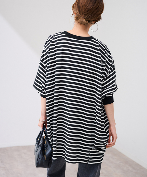 FRAMeWORK(フレームワーク)の「≪WEB限定 / 追加≫ONIT 別注OVERSIZE BORDER LS(Tシャツ/カットソー・レディース・ベージュ/ブラック・FREE)」の12枚目の写真