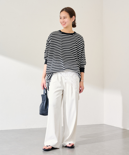 FRAMeWORK(フレームワーク)の「≪WEB限定 / 追加≫ONIT 別注OVERSIZE BORDER LS(Tシャツ/カットソー・レディース・ベージュ/ブラック・FREE)」の15枚目の写真