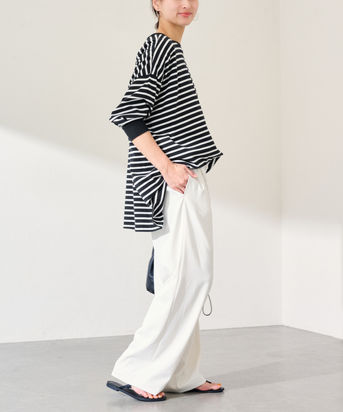 FRAMeWORK(フレームワーク)の「≪WEB限定 / 追加≫ONIT 別注OVERSIZE BORDER LS(Tシャツ/カットソー・レディース・ベージュ/ブラック・FREE)」の16枚目の写真