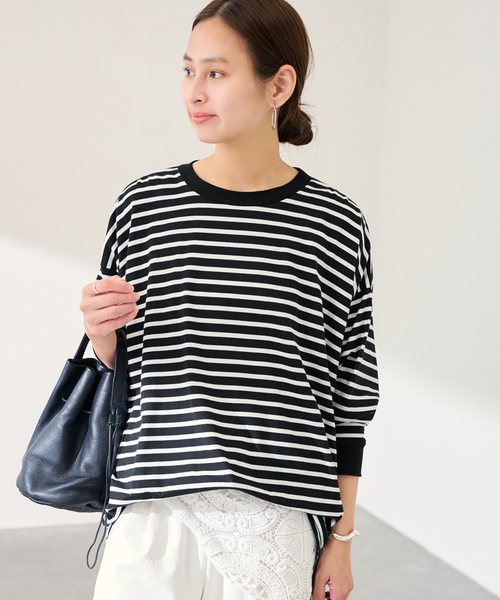 FRAMeWORK(フレームワーク)の「≪WEB限定 / 追加≫ONIT 別注OVERSIZE BORDER LS(Tシャツ/カットソー・レディース・ベージュ/ブラック・FREE)」の17枚目の写真