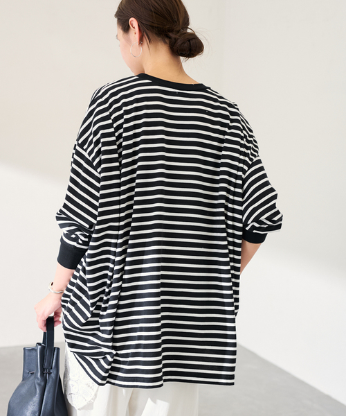 FRAMeWORK(フレームワーク)の「≪WEB限定 / 追加≫ONIT 別注OVERSIZE BORDER LS(Tシャツ/カットソー・レディース・ベージュ/ブラック・FREE)」の20枚目の写真