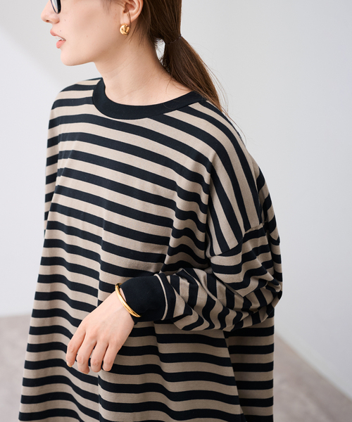 ≪WEB限定 / 追加≫ONIT 別注OVERSIZE BORDER LS（Tシャツ/カットソー
