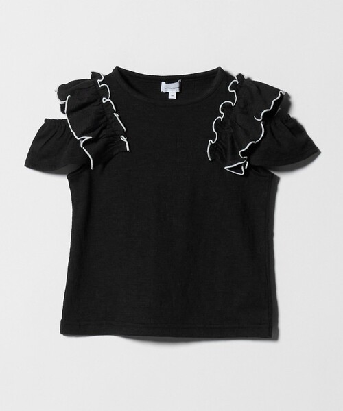 green label relaxing(グリーンレーベルリラクシング)の「ショルダースリット フリルTシャツ / キッズ 100cm-130cm(Tシャツ/カットソー・キッズ・ブラック/ライトブルー/オレンジ・110cm/130cm/120cm/100cm)」の2枚目の写真