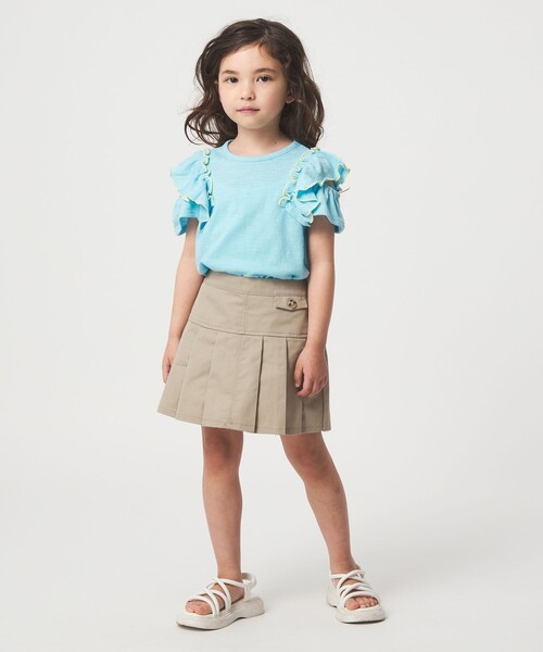 green label relaxing(グリーンレーベルリラクシング)の「ショルダースリット フリルTシャツ / キッズ 100cm-130cm(Tシャツ/カットソー・キッズ・ブラック/ライトブルー/オレンジ・110cm/130cm/120cm/100cm)」の5枚目の写真