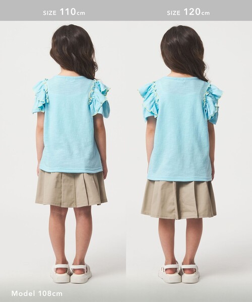 green label relaxing(グリーンレーベルリラクシング)の「ショルダースリット フリルTシャツ / キッズ 100cm-130cm(Tシャツ/カットソー・キッズ・ブラック/ライトブルー/オレンジ・110cm/130cm/120cm/100cm)」の8枚目の写真