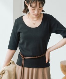 RIVE DROITE | 【接触冷感/透湿/紫外線防止/洗濯機洗い可/綿100%】5分袖フライスTee(Tシャツ/カットソー)
