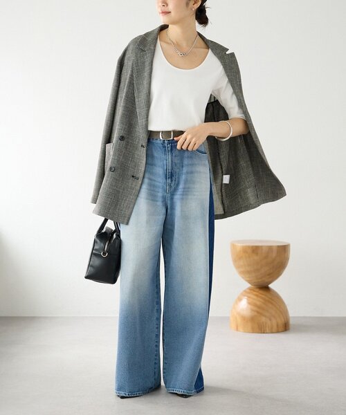 RIVE DROITE（リヴドロワ）の「予約【接触冷感/透湿/紫外線防止】5分袖フライスTee（Tシャツ/カットソー・レディース・オフホワイト・FREE）」の2枚目の写真