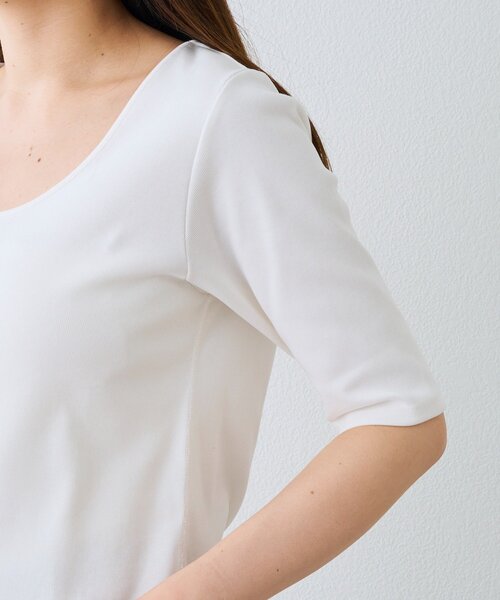 RIVE DROITE（リヴドロワ）の「予約【接触冷感/透湿/紫外線防止】5分袖フライスTee（Tシャツ/カットソー・レディース・オフホワイト・FREE）」の14枚目の写真