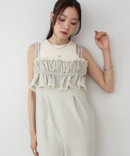 Bab(バブ)の「【S・Mサイズ展開】ギャザーオールインワン(つなぎ/オールインワン・レディース・ブルー/ベージュ/ブラック・MEDIUM/SMALL)」の14枚目の写真