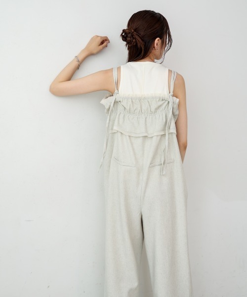 Bab(バブ)の「【S・Mサイズ展開】ギャザーオールインワン(つなぎ/オールインワン・レディース・ブルー/ベージュ/ブラック・MEDIUM/SMALL)」の16枚目の写真