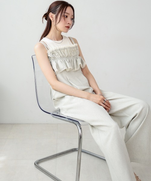 Bab(バブ)の「【S・Mサイズ展開】ギャザーオールインワン(つなぎ/オールインワン・レディース・ブルー/ベージュ/ブラック・MEDIUM/SMALL)」の13枚目の写真