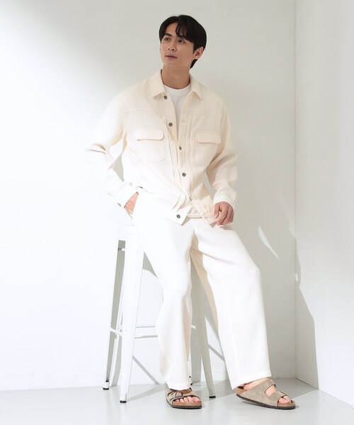 THE SHOP TK （ザ ショップ ティーケー ）の「パナマメッシュ シャツブルゾン 洗濯機OK／セットアップ可（ブルゾン・メンズ・アイボリー・02/03）」の7枚目の写真