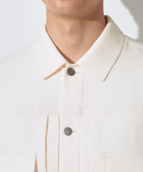 THE SHOP TK （ザ ショップ ティーケー ）の「パナマメッシュ シャツブルゾン 洗濯機OK／セットアップ可（ブルゾン・メンズ・アイボリー・02/03）」の16枚目の写真