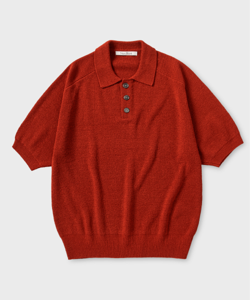 Lagran Hafu sleeve ribbed cardigan_CRIMSON