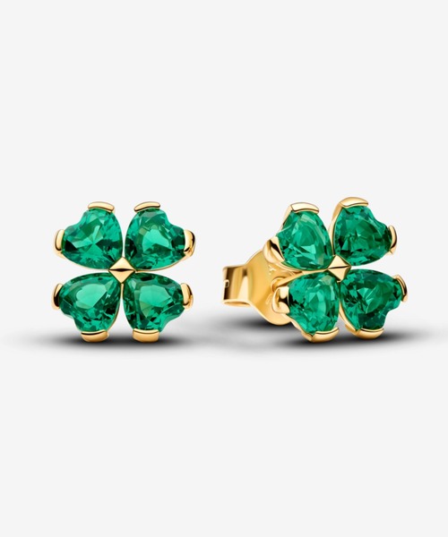 PANDORA(パンドラ)の「グリーン ラッキー クローバー ペンダント スタッド ピアス(ピアス(両耳用)・レディース・イエローゴールド・FREE)」の1枚目の写真