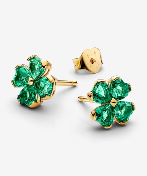 PANDORA(パンドラ)の「グリーン ラッキー クローバー ペンダント スタッド ピアス(ピアス(両耳用)・レディース・イエローゴールド・FREE)」の2枚目の写真