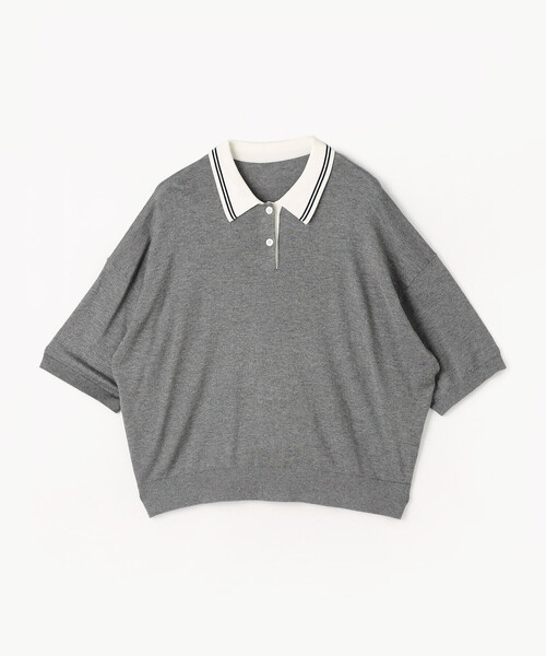 COMME CA Wardrobe(コムサワードローブ)の「14G天竺編 ポロ襟ニット(ポロシャツ・レディース・ネイビー/トップグレー/ホワイト・FREE)」の16枚目の写真
