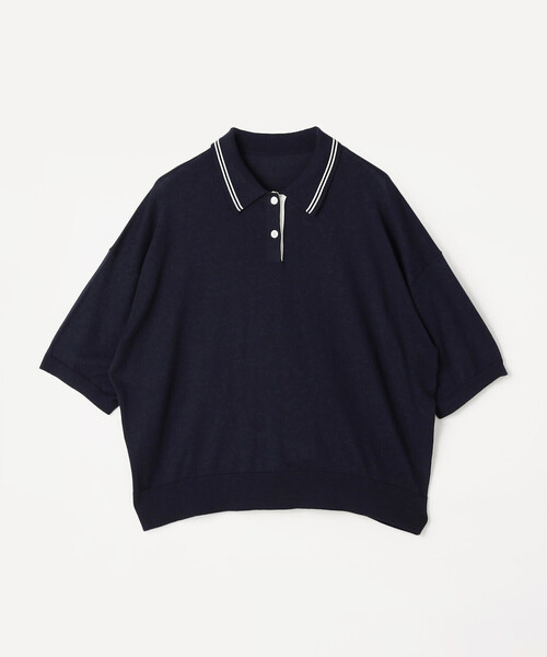 COMME CA Wardrobe(コムサワードローブ)の「14G天竺編 ポロ襟ニット(ポロシャツ・レディース・ネイビー/トップグレー/ホワイト・FREE)」の17枚目の写真
