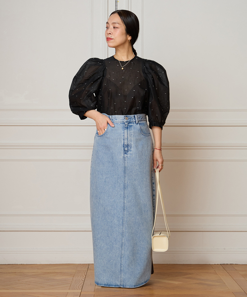 IENA LA BOUCLE（イエナラブークル）の「《追加》IENA LA BOUCLE コットンオーガンザエンブロイダリーパフィーブラウス（シャツ/ブラウス・レディース・ブラック・FREE）」の17枚目の写真